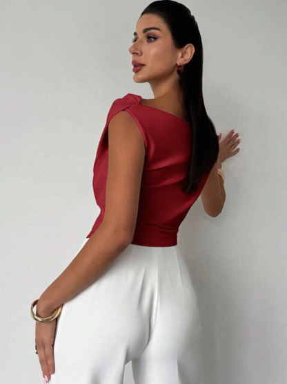 Top à épaules drapées pour femme – Style moderne, élégant et décontracté