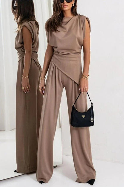 Ensemble deux pièces drapé pour femme – Allure élégante et raffinée, style idéal pour les fêtes
