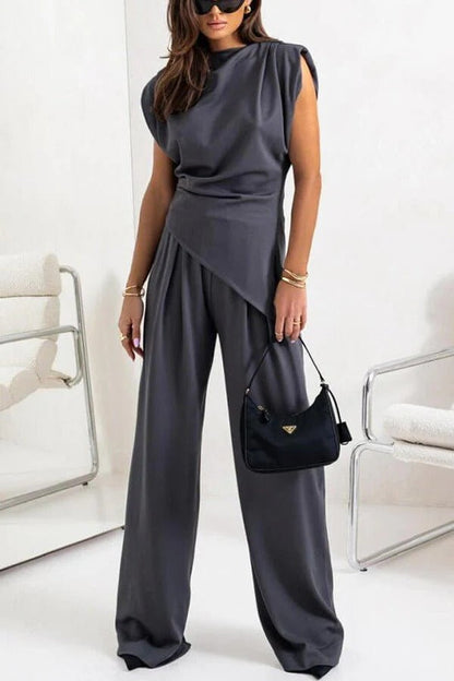 Ensemble deux pièces drapé pour femme – Allure élégante et raffinée, style idéal pour les fêtes