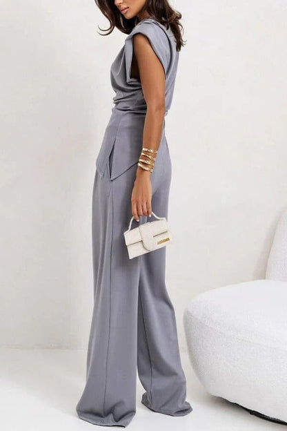 Ensemble deux pièces drapé pour femme – Allure élégante et raffinée, style idéal pour les fêtes