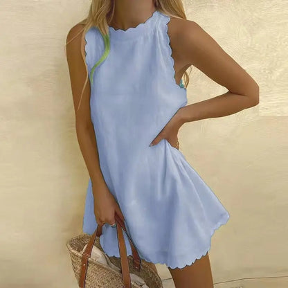 Robe mini d'été à festons pour femme – Style estival léger, décontracté et séduisant