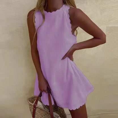 Robe mini d'été à festons pour femme – Style estival léger, décontracté et séduisant
