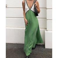 Robe longue contrastée pour femme – Style élégant et fluide pour les soirées