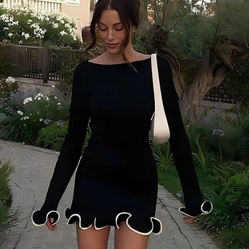 Robe mini élégante à volants pour femme – Style fluide et stylé pour les fêtes