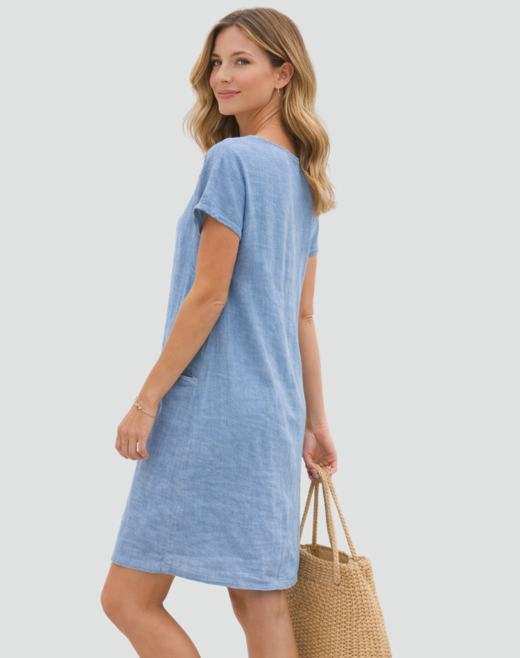 Robe mini femme en lin avec poches - Legere et decontractee