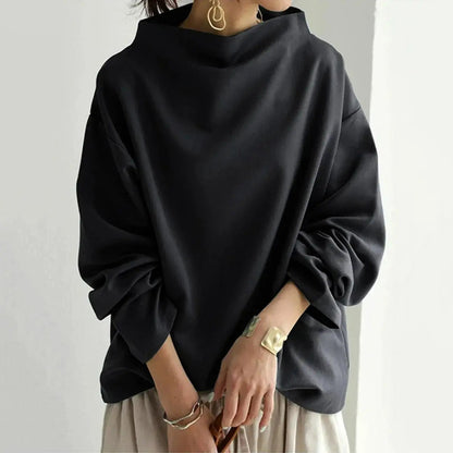 Pull col roulé noir chic pour femme – Pull confortable à manches longues