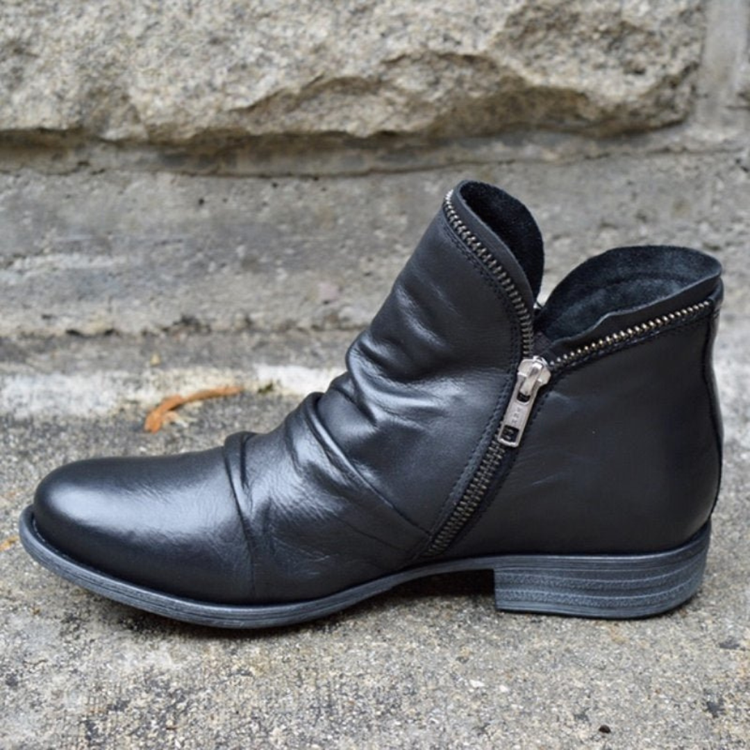 Bottines orthopédiques en cuir à fermeture éclair pour femme – Chaussures confortables et élégantes