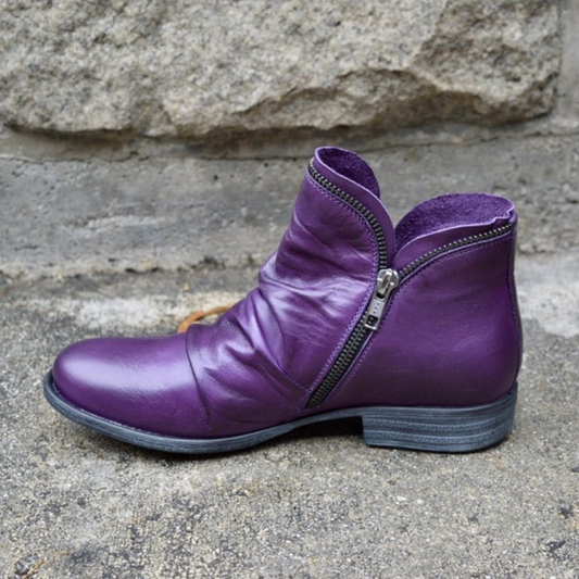 Bottines orthopédiques en cuir à fermeture éclair pour femme – Chaussures confortables et élégantes