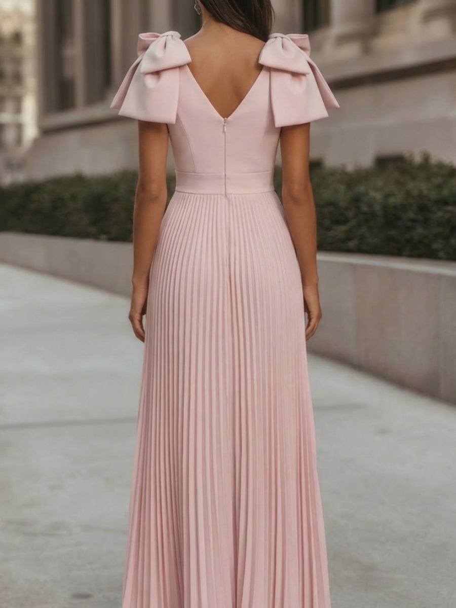 Robe en Mousseline Coupe A-Line – Élégance Féminine avec Nœud Délicat