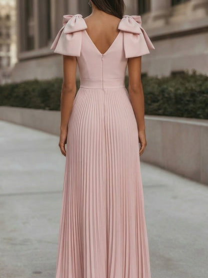 Robe en Mousseline Coupe A-Line – Élégance Féminine avec Nœud Délicat