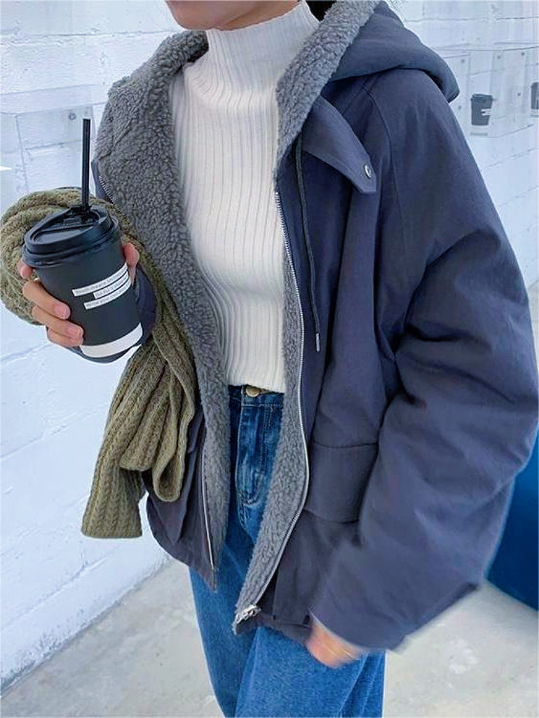 Parka Femme Élégante en Polaire Épaisse – Manteau Oversize à Capuche