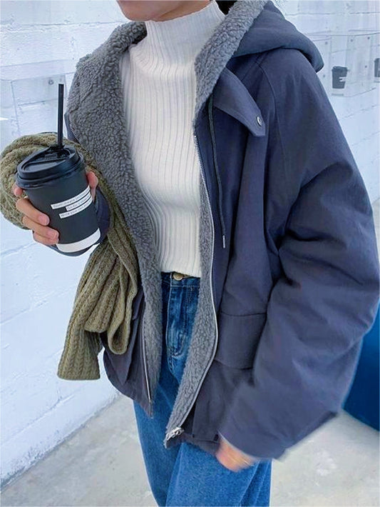Parka Femme Élégante en Polaire Épaisse – Manteau Oversize à Capuche
