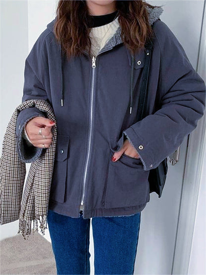 Parka Femme Élégante en Polaire Épaisse – Manteau Oversize à Capuche