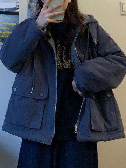 Parka Femme Élégante en Polaire Épaisse – Manteau Oversize à Capuche