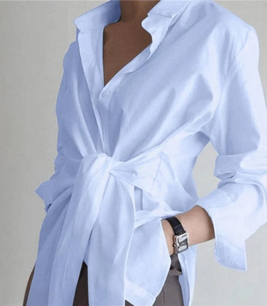 Blouse Femme Sophistiquée et Élégante à Manches Longues – Top à Taille Nouée