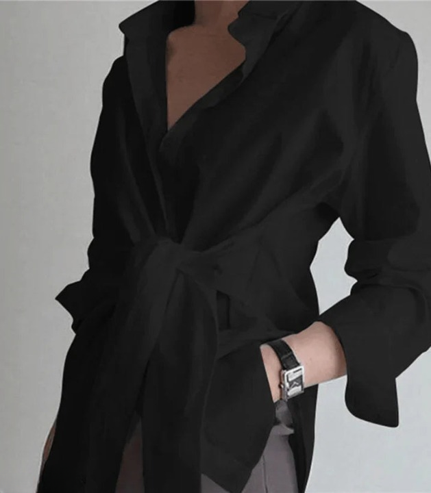 Blouse Femme Sophistiquée et Élégante à Manches Longues – Top à Taille Nouée