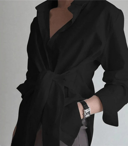 Blouse Femme Sophistiquée et Élégante à Manches Longues – Top à Taille Nouée