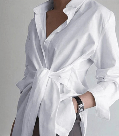 Blouse Femme Sophistiquée et Élégante à Manches Longues – Top à Taille Nouée