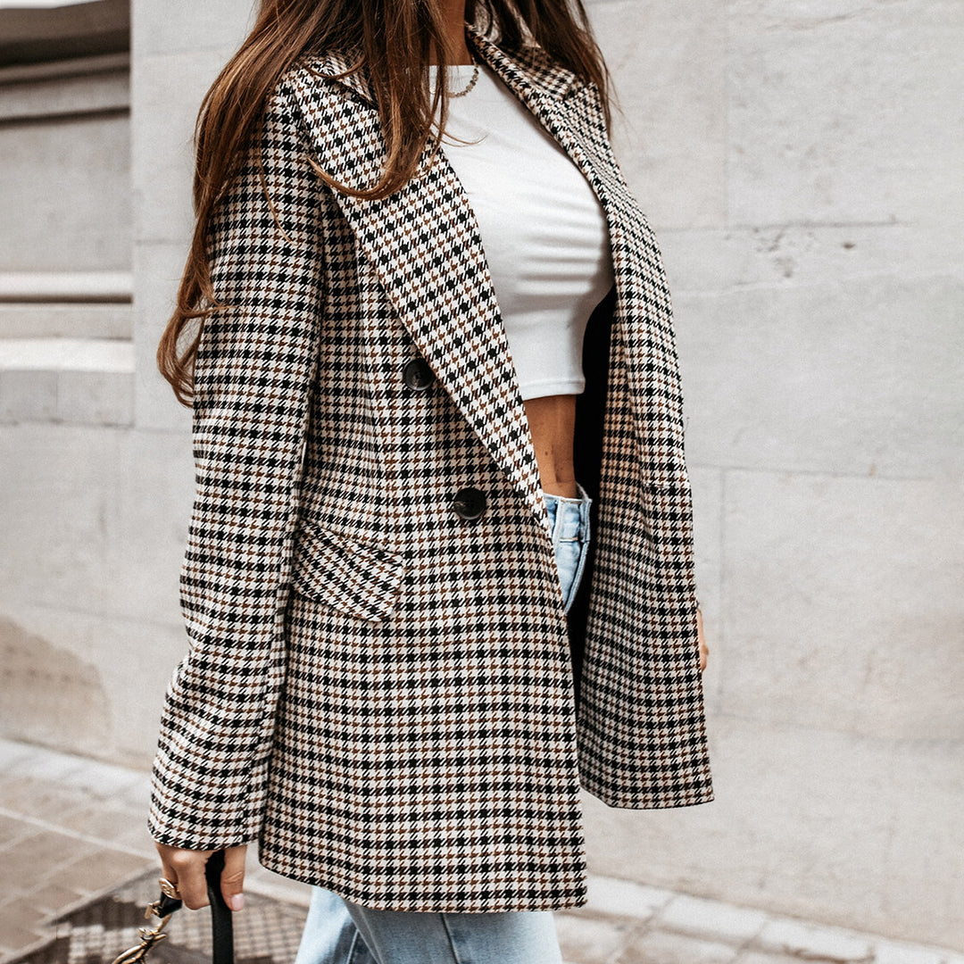 Blazer croise femme a carreaux - Elegant et structure