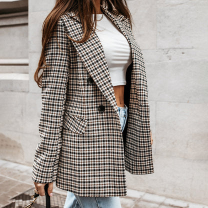 Blazer croise femme a carreaux - Elegant et structure