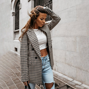 Blazer doppiopetto da donna a quadri - Elegante e strutturato