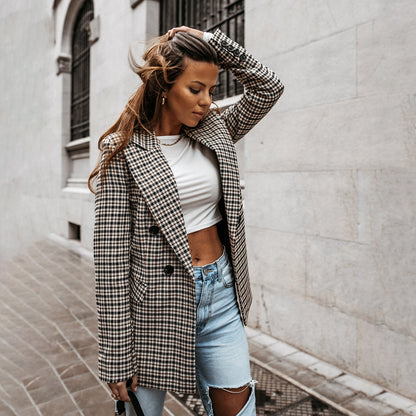 Blazer croise femme a carreaux - Elegant et structure