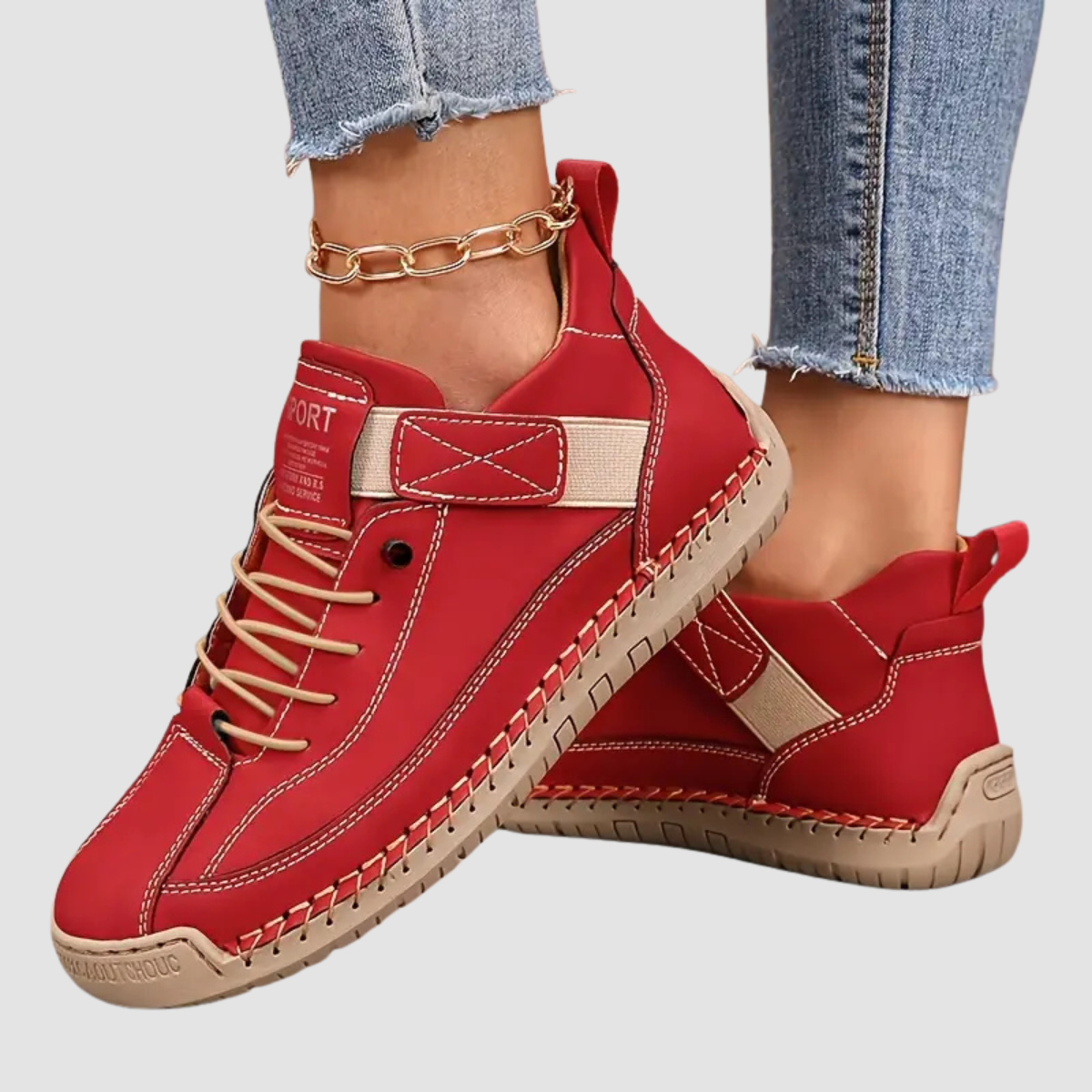 Baskets Chic à Lacets Femme – Chaussures Confortables à Semelle Caoutchouc Élégantes