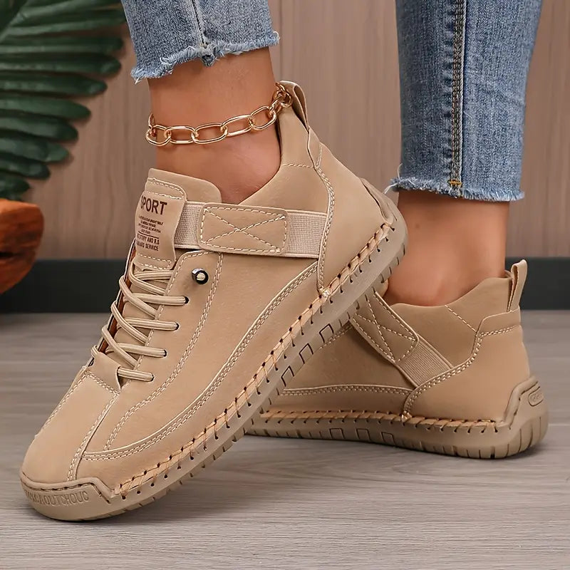 Baskets Chic à Lacets Femme – Chaussures Confortables à Semelle Caoutchouc Élégantes