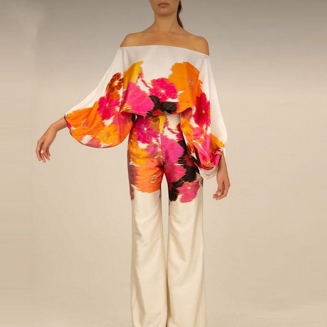 Ensemble Deux Pièces Satin à Épaule Asymétrique Femme – Élégant, Fluide Léger