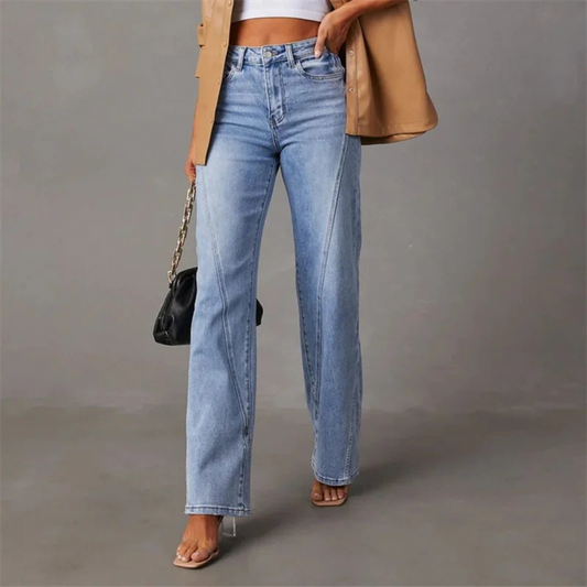 Femme Jean en denim large taille haute