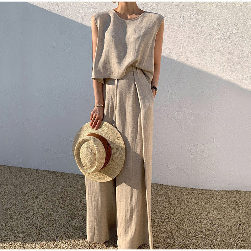 Ensemble en lin pour femme – Style décontracté et léger pour les vacances d'été