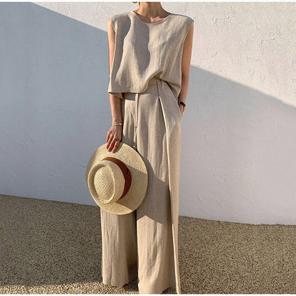 Ensemble en lin pour femme – Style décontracté et léger pour les vacances d'été