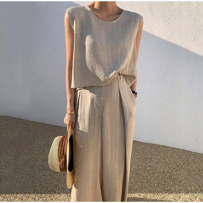 Ensemble en lin pour femme – Style décontracté et léger pour les vacances d'été