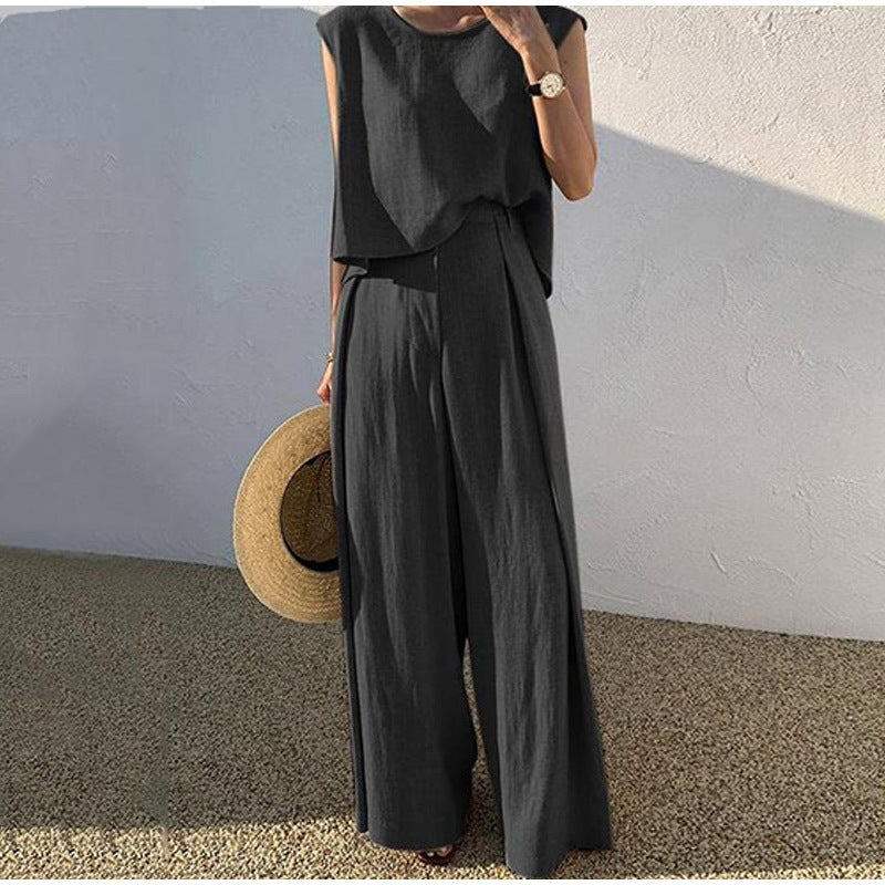 Ensemble en lin pour femme – Style décontracté et léger pour les vacances d'été