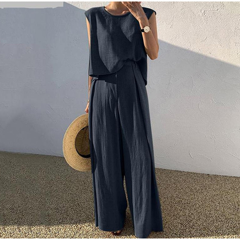 Ensemble en lin pour femme – Style décontracté et léger pour les vacances d'été