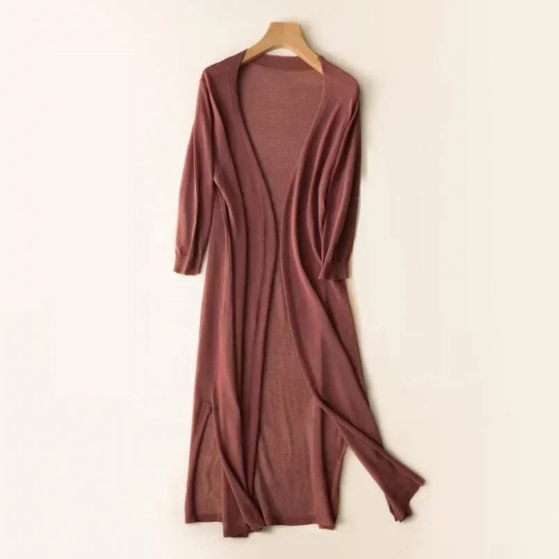 Gilet long pour femme – Élégant cardigan léger pour un look stylé et aéré