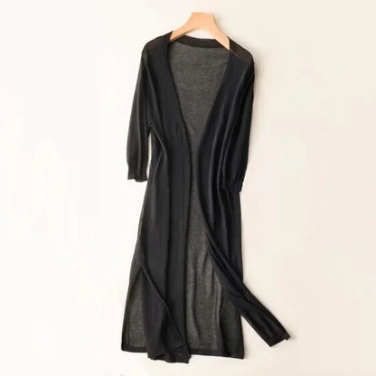 Gilet long pour femme – Élégant cardigan léger pour un look stylé et aéré
