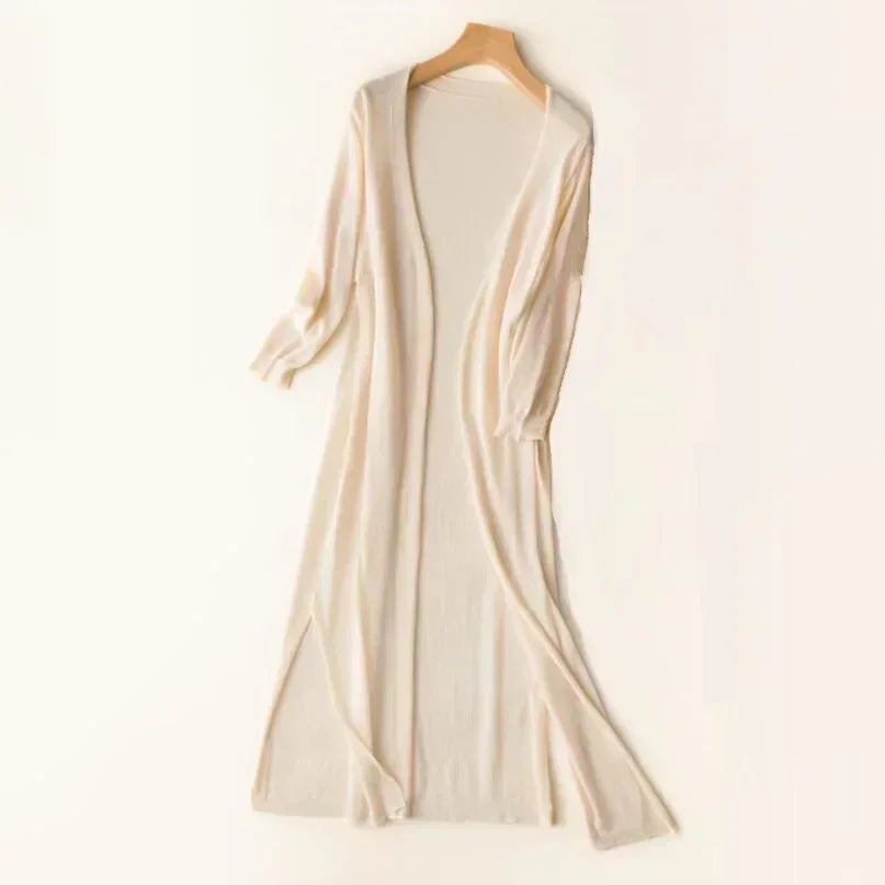 Gilet long pour femme – Élégant cardigan léger pour un look stylé et aéré