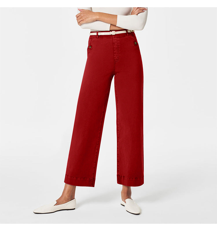 Pantalon Femme Taille Haute à Jambes Larges – Coupe Élégante et Confortable
