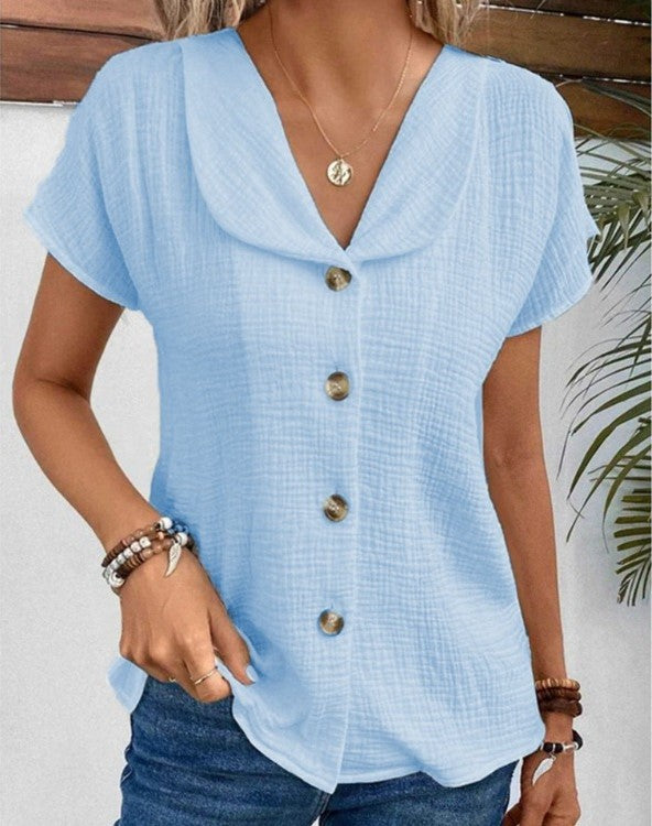 Chemisier léger élégant femmes col à revers boutonné – Confortable, polyvalent