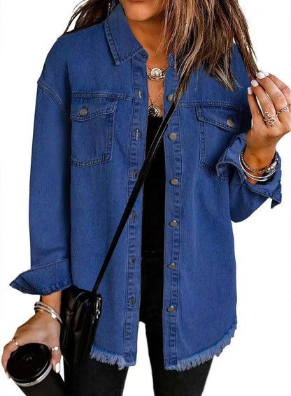 Veste en jean classique pour femme – Un modèle intemporel et décontracté, à boutons, idéal pour les superpositions au quotidien