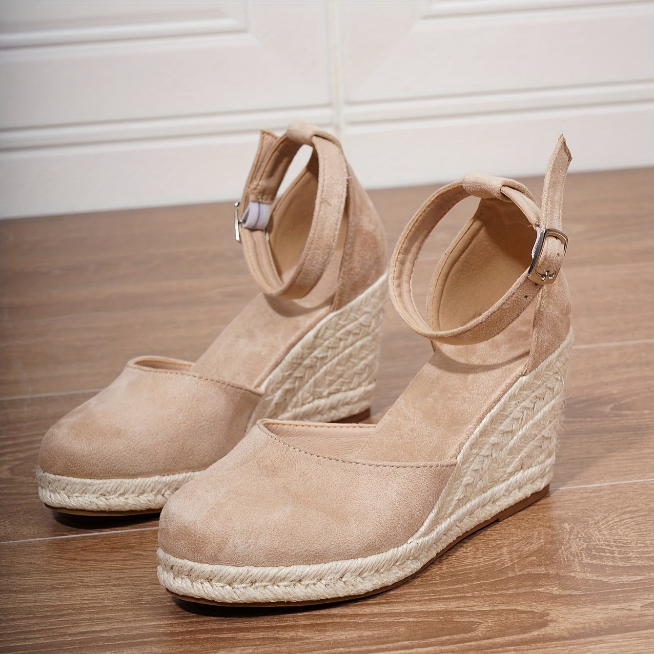 Sandales compensées femme – Espadrilles à talon avec bride à la cheville