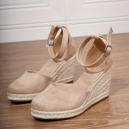 Sandales compensées femme – Espadrilles à talon avec bride à la cheville