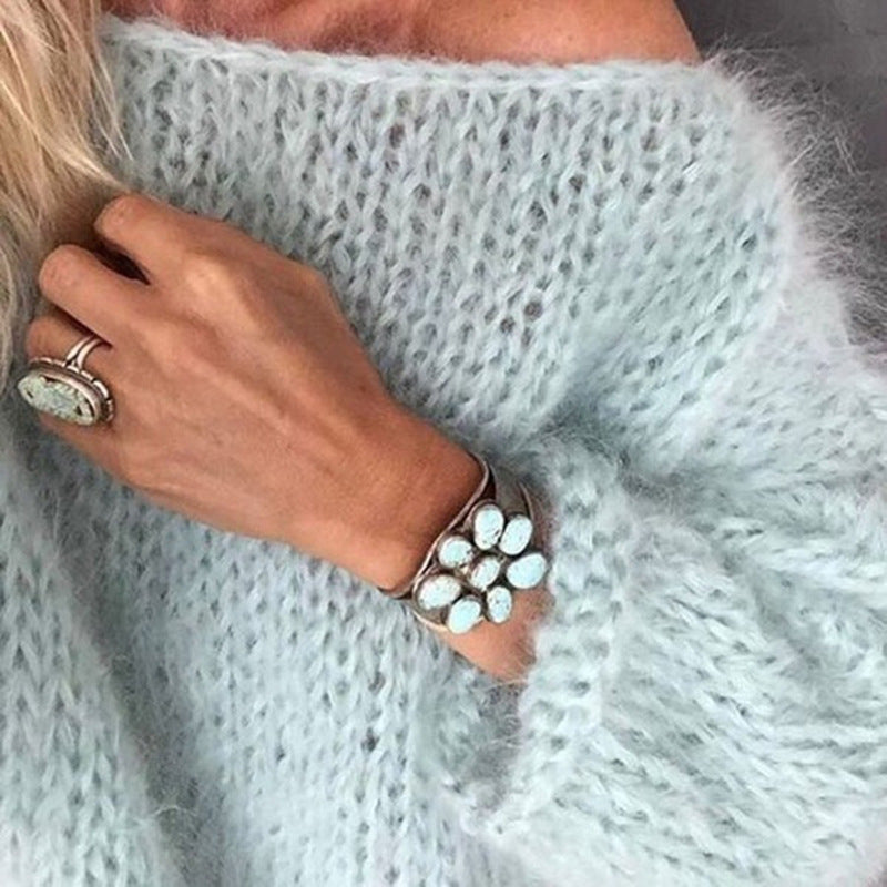 Pull Fluffy Élégant pour Femmes – Pull Oversize à Manches Longues Doux
