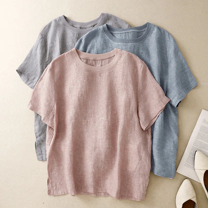 Women's cotton blouse with short sleeves - Light and casual