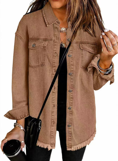 Veste en jean classique pour femme – Un modèle intemporel et décontracté, à boutons, idéal pour les superpositions au quotidien