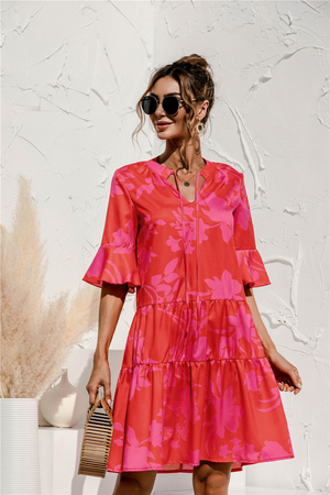 Mini Dress for Women with V-Neck – Summer Style Low Waist with Ruffles