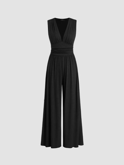 Combinaison femme sans manches jambe large - Chic et fluide
