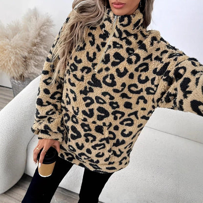 Women's fleece sweater - Leopard print