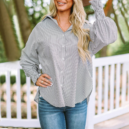 Chemise oversize rayée femme – Boutonnée à manches longues décontractée